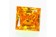 0.46 carat Princess cut Fancy Orange Yellow diamond