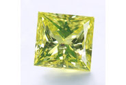 0.34 carat Princess cut Fancy Intense Greenish Yellow diamond