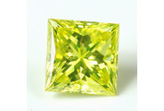 0.47 carat Princess cut Fancy Vivid Greenish Yellow diamond